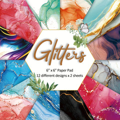 24 Sheets 6x6 Glittery Printing Paper for DIY Scrapbooking Gift Wrapping