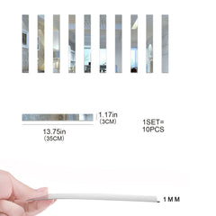 10pcs Silver Mirror Stickers Self Adhesive Wall Decals Removable Acrylic Mirror