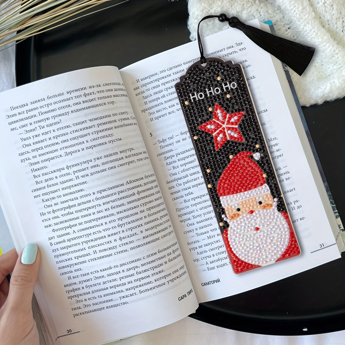 4pcs DIY Diamond Painting Bookmarks Acrylic Glass Painted Christmas Snowman