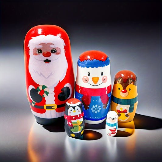 Colorful Wooden Nesting Dolls for Kids - Educational Toy & Decor