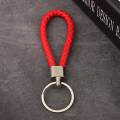 Multicolor Woven PU Leather Keychain Pendant Keyring Car Key Holder Ornament