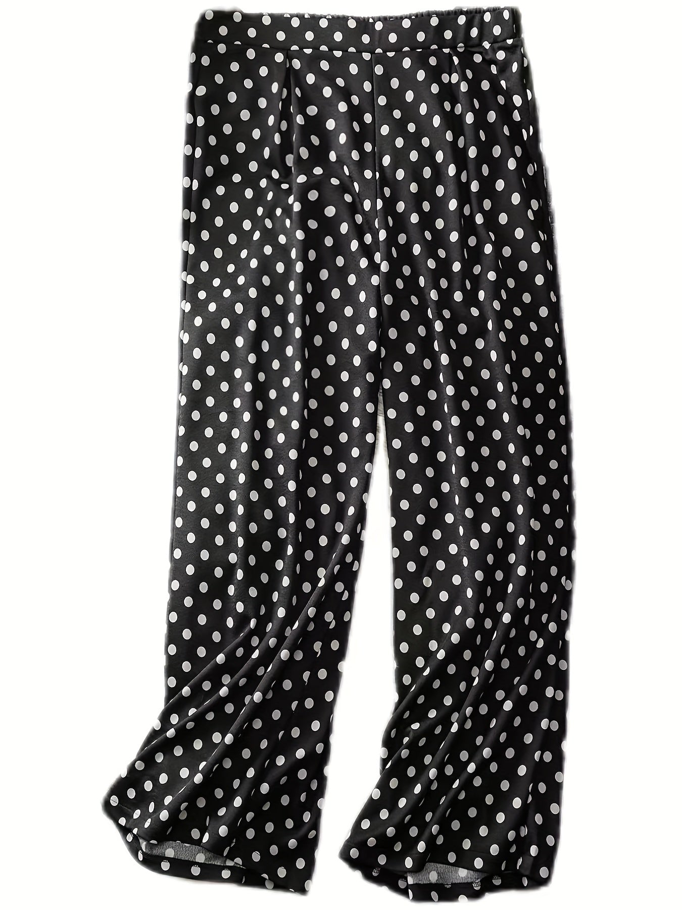 Polka Dot Wide Leg Stretch Pants Plus Size