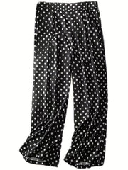 Polka Dot Wide Leg Stretch Pants Plus Size
