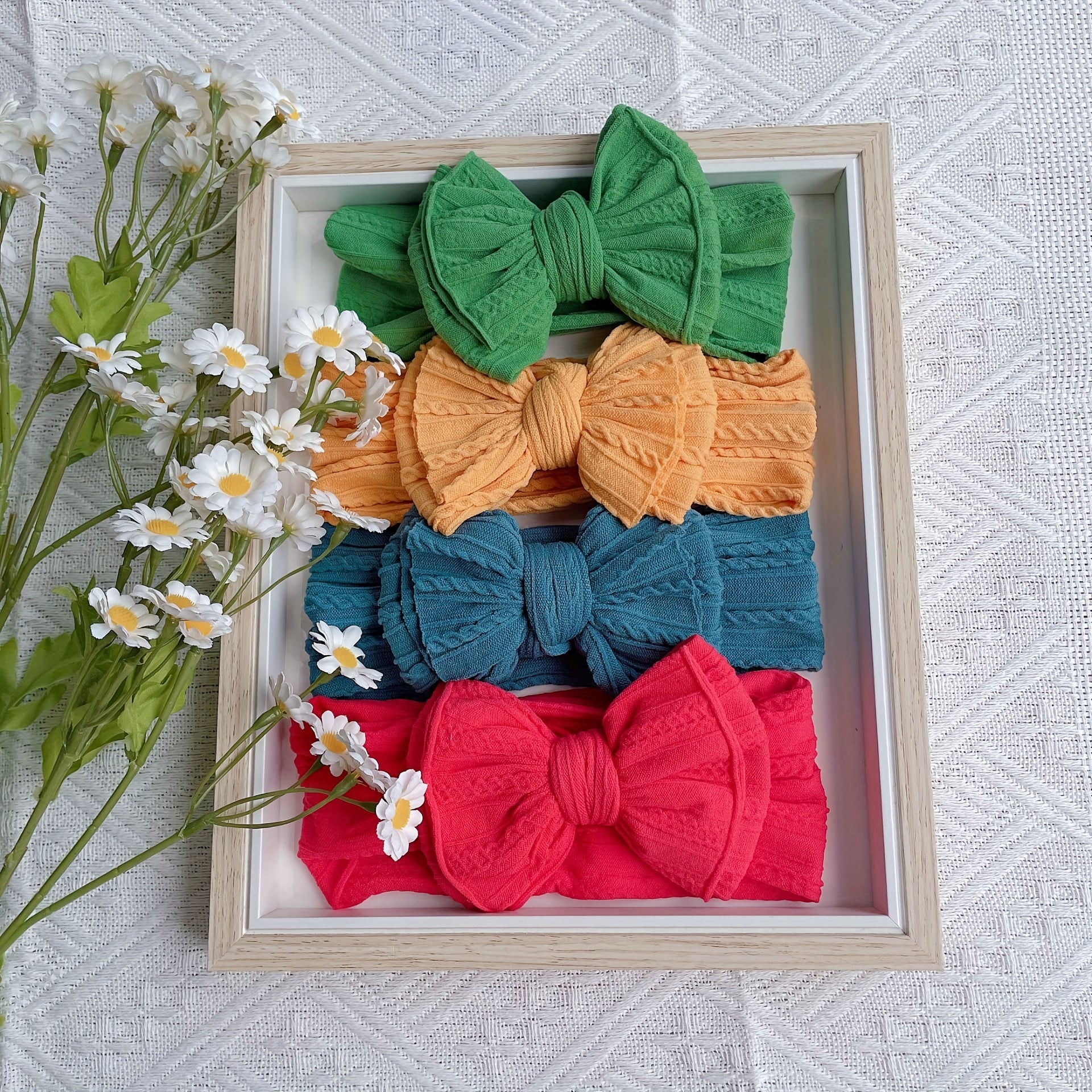 Jacquard Bow Soft Elastic Headband for Baby Girls