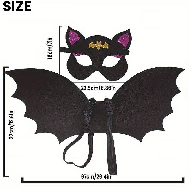 2pcs Kids Halloween Bat Wings Mask Set Cosplay Dress Up