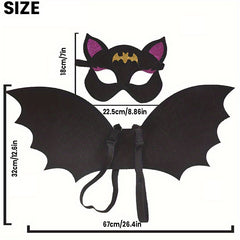 2pcs Kids Halloween Bat Wings Mask Set Cosplay Dress Up