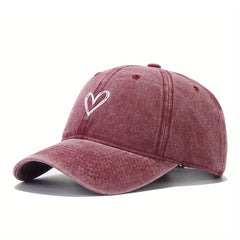 Vintage Baseball Cap Heart Embroidered Dad Hat Adjustable Sun Hats