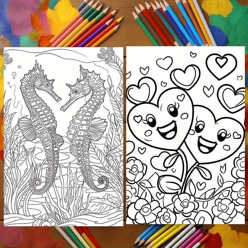 Deluxe Love Theme Coloring Book - Vibrant Pages, Perfect Gift