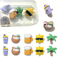 10pcs Beach Series Push Pins - Coconut Tree & Sun Office Decor