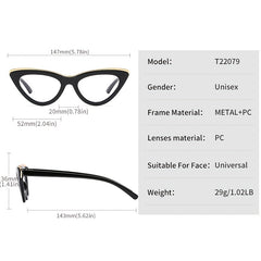 Cat's Eye Frame Glasses Thin Temple Frame Colorful Decorative Glasses