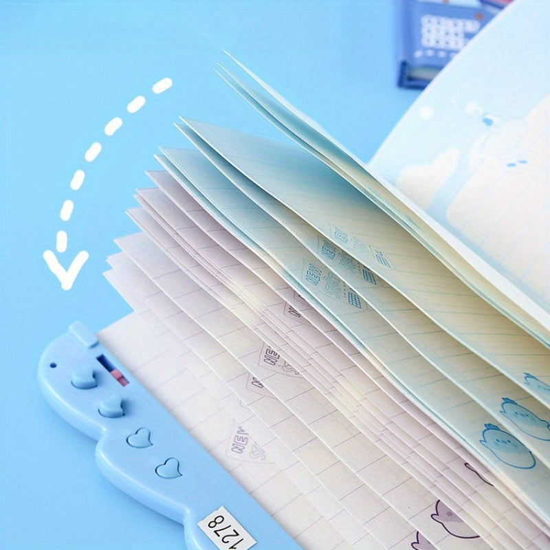 Lockable Password Notebook for Students with Cartoon & Pink Accents