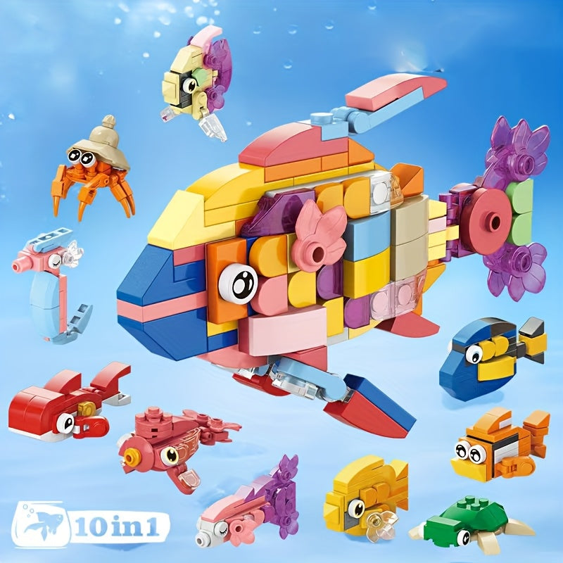Ocean Series Fish Building Block Toy Model 10-Pack Gift Set