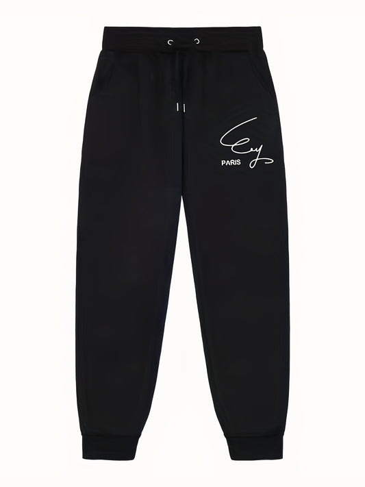 Letter Print Joggers With Pockets Men's Drawstring Pants
