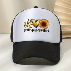 Sunflower Print Baseball Cap Outdoor Sunshade Trucker Hat