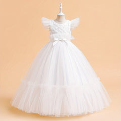 Girls Princess Tulle Formal Dress Flying Sleeve Costume