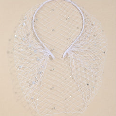 Veil Headband with Rhinestones & Flowers for Weddings