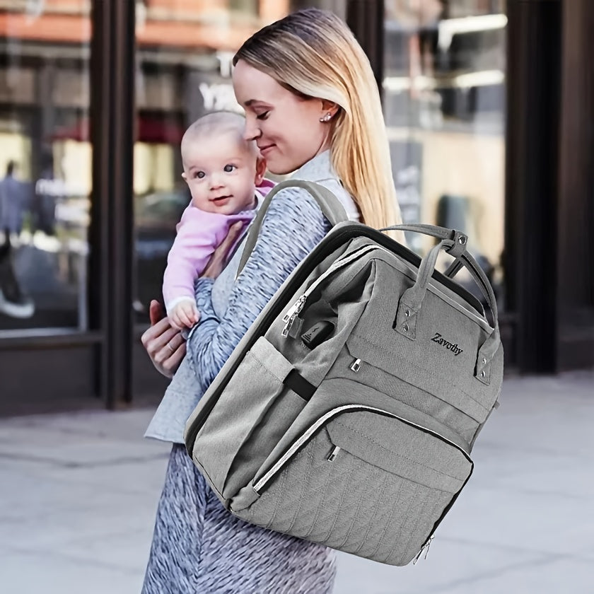 Multifunctional Backpack with Foldable Crib & USB Port