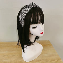 Houndstooth Cross Knot Headband for Women Non-Slip Hair Hoop
