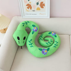 Realistic Planted Snake Plush Toy Skull Snake Peach Blossom Green Snake Doll