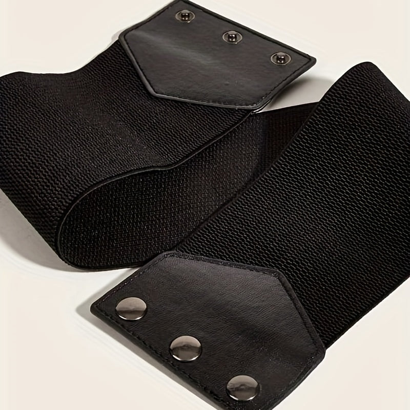 Snap Button Corset Belt PU Wide Elastic Belts For Dress