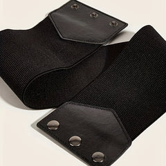 Snap Button Corset Belt PU Wide Elastic Belts For Dress