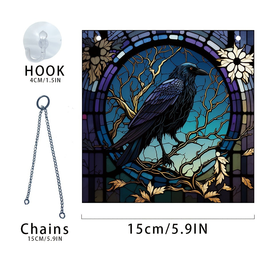 Halloween Acrylic Scary Window Hangings with Crow Design