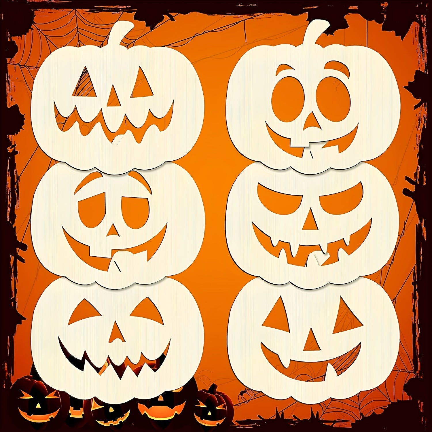6pcs Wooden Pumpkin Halloween Decoration DIY Craft Hollow Out