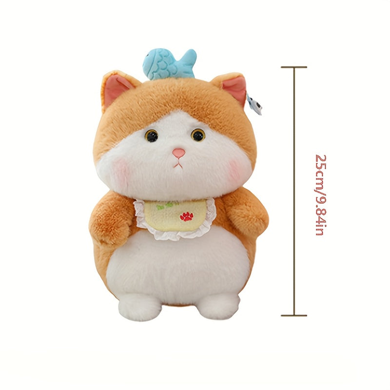 Orange Tabby Kitty Plush Toy with Fishing Habit Soft Stuffed Cat Doll 24