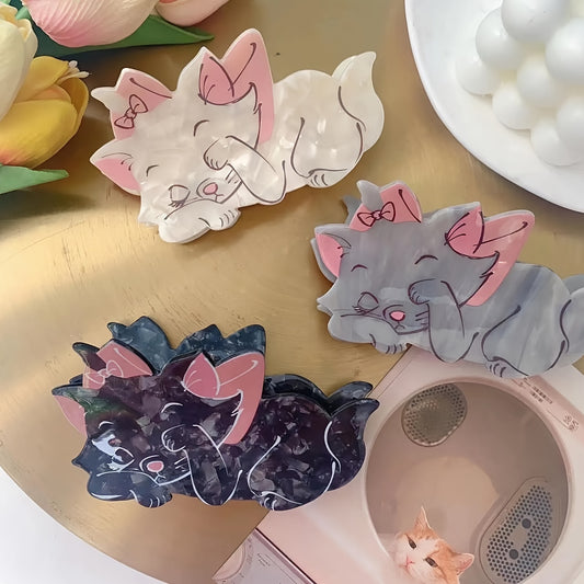 Grey Cat Acetate Hair Claw Clip Women Hair Accessories
