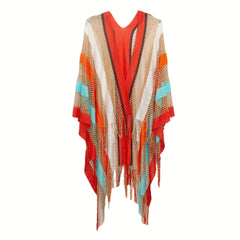 Rainbow Striped Bikini Cover Up Sunscreen Cardigan LGBT Pride Wrap Shawls