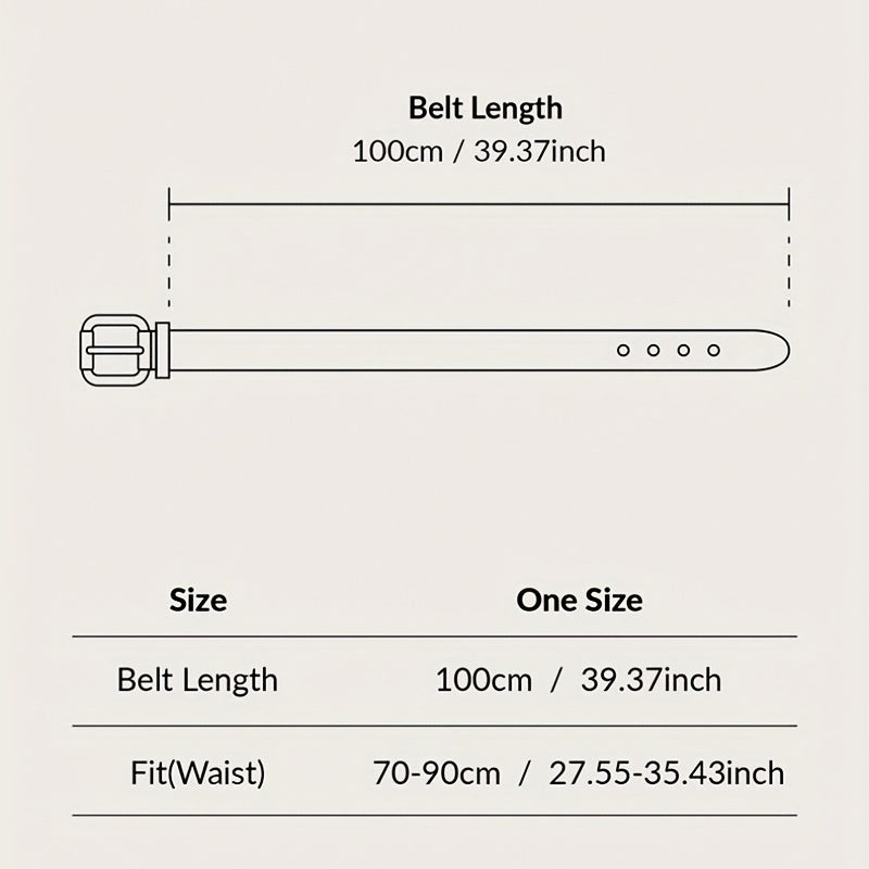 Double Round Buckle Casual Belt Solid PU Leather Waist Belts