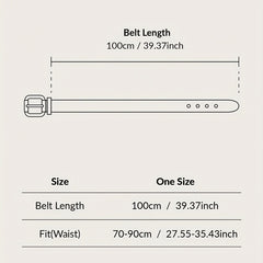 Double Round Buckle Casual Belt Solid PU Leather Waist Belts