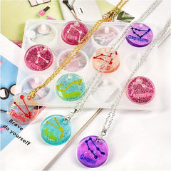 12 Zodiac Constellations Resin Molds Round Zodiac Sign Epoxy Resin Molds