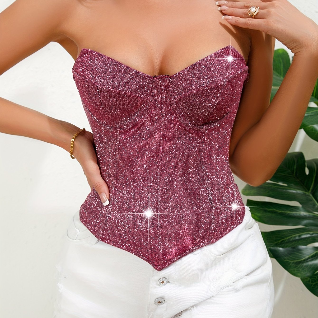 Strapless Strappy Corset Bustier Tummy Control Slimming Body Shaper