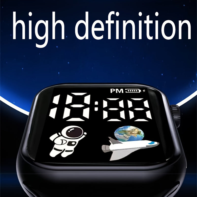 LED Digital Display Sports Watch for Teens Astronaut & Planet Dial Date Calendar