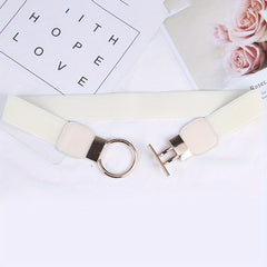 Geometric Round Buckle Belt Wide Waistband Dress Coat Girdle Sweater Belts