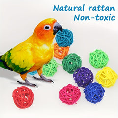 10pcs Parrot Chew Toy Straw Ball for Cage Fun Hanging Ornament