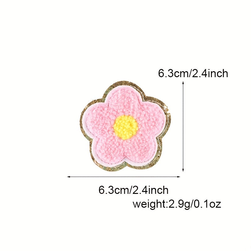 5pcs Chenille Embroidery Patches Pentagram Bow Flower Iron on Stickers