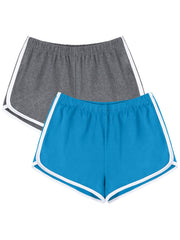 Women's Solid High Waist Track Shorts Set