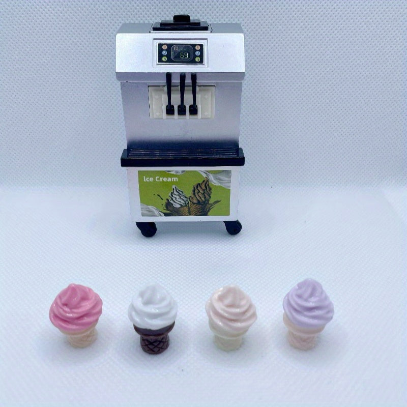 1:12 Mini Ice Cream Machine & Cones Set Dollhouse Decor Tea Shop Modeling