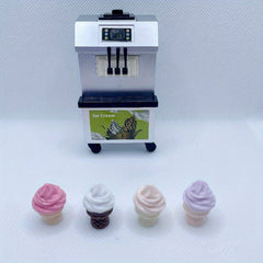1:12 Mini Ice Cream Machine & Cones Set Dollhouse Decor Tea Shop Modeling