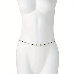 Vintage Green Crystal Waist Chain Metal Belly Girdle Women