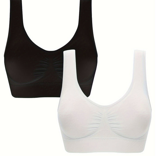 2 Pack Women's Plus Solid High Support Sports Bra Set