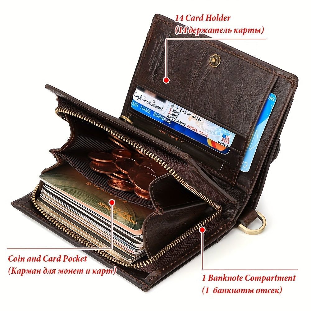 HUMERPAUL Leather Men's Wallet with Multi Function ID Credit Card Holder