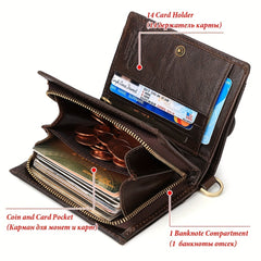 HUMERPAUL Leather Men's Wallet with Multi Function ID Credit Card Holder