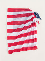 American Flap Print Tie Side Semi-Sheer Cover Up Skirt