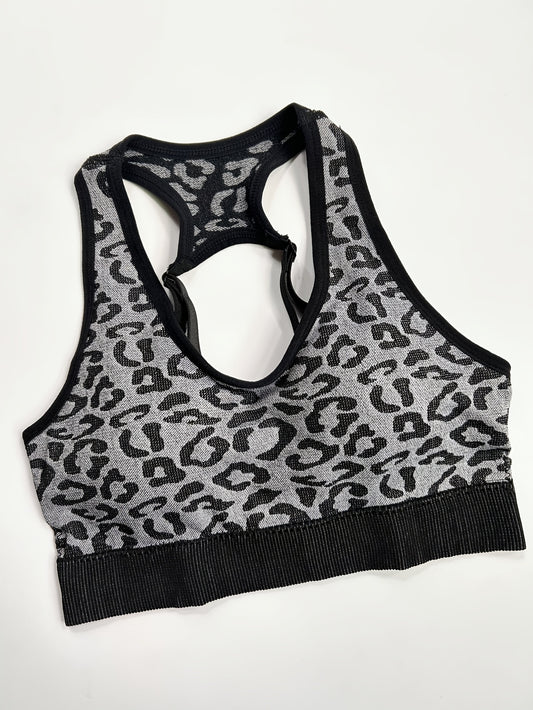 Leopard Print Sports Bra Sleeveless Tank Top Women's Activewear
