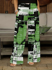 Women's Plus Tie Dye High Rise Wide Leg Pants With Pockets