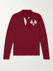 Men's Knit Polo Shirt Casual Lapel V Neck Pullover Sweater