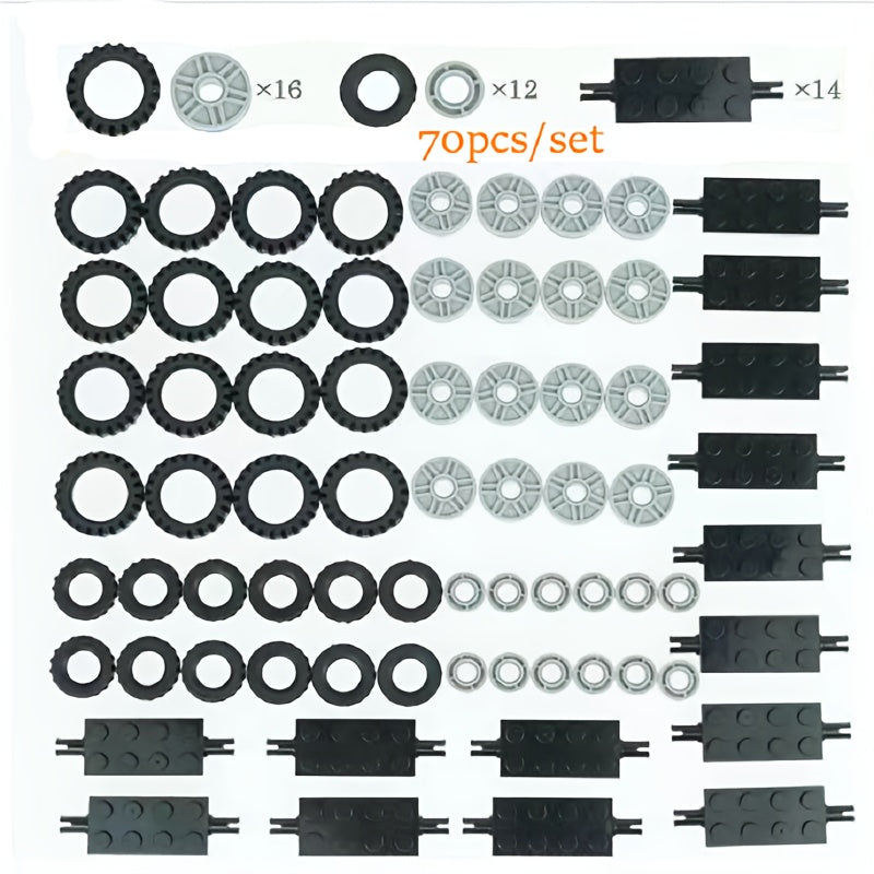 70pcs MOC Building Block Tire Set for DIY Automobile Tire Rim